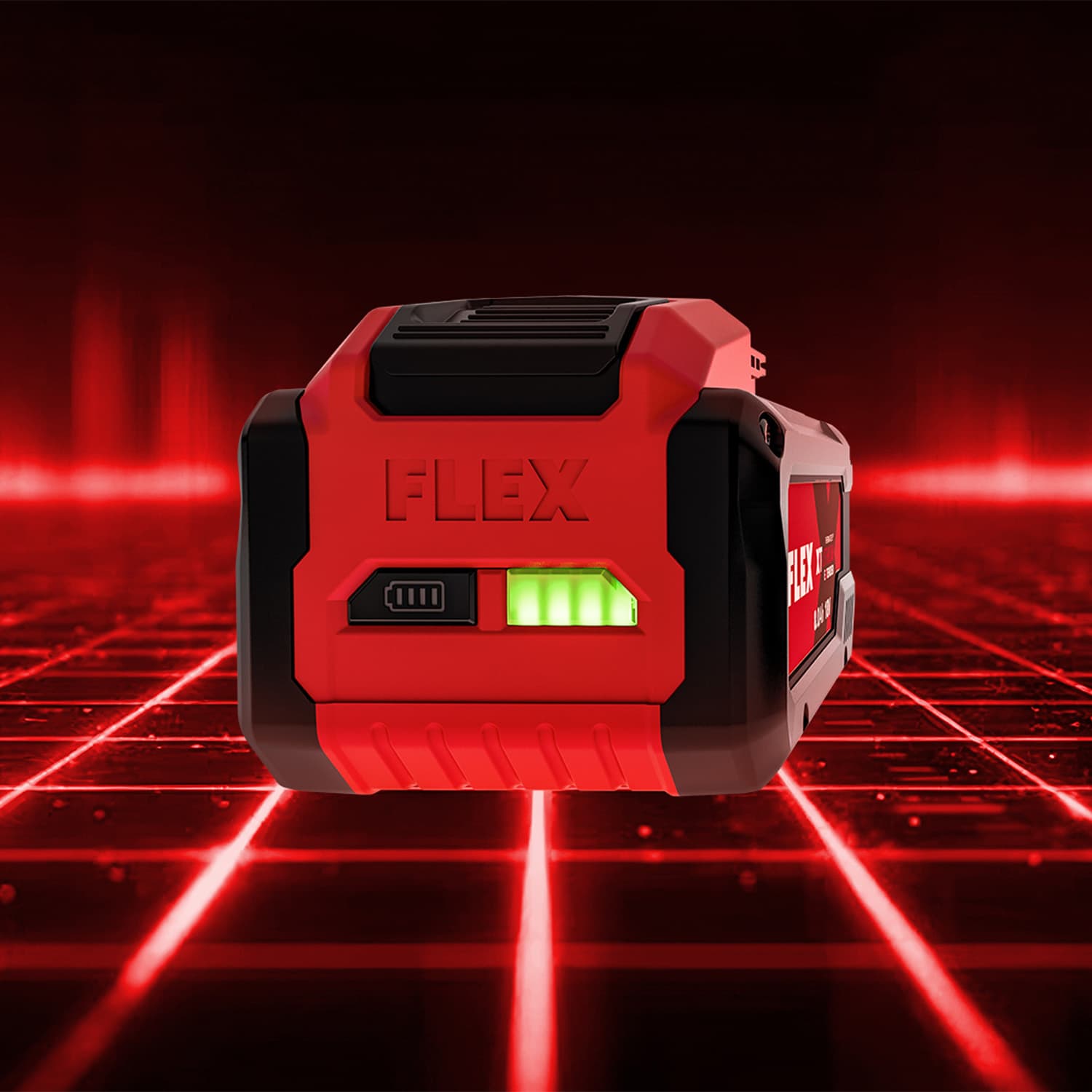 Campaign image featuring the FLEX Tabless AP 18/8.0 XT battery