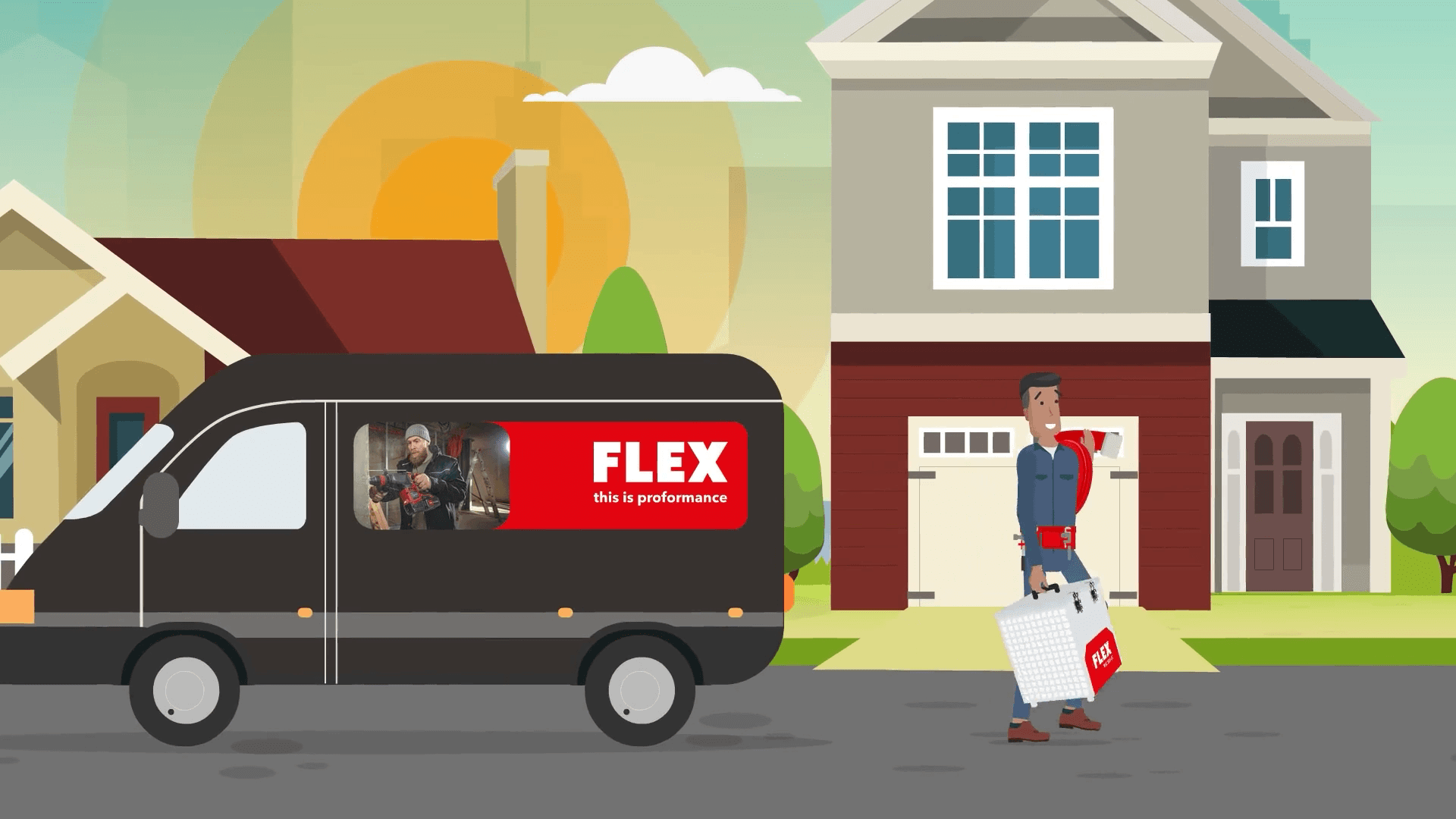 Construction worker with the mobile FLEX construction air purifier