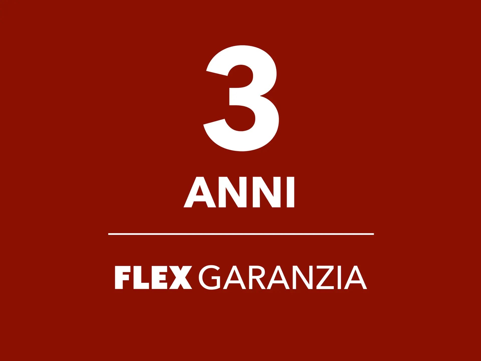 Logo Garanzia FLEX di 3 anni su sfondo rosso
