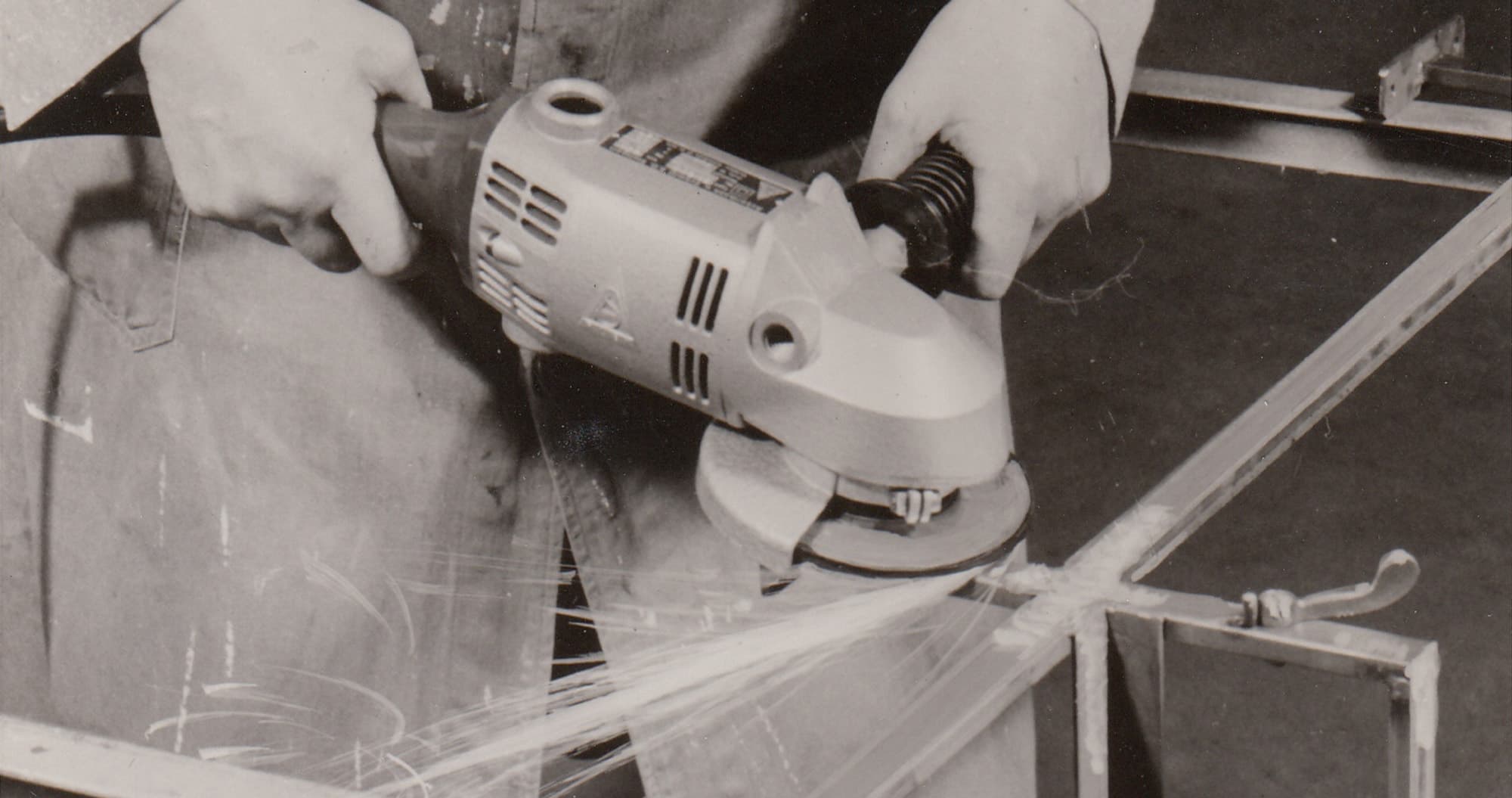 Old angle grinder in use