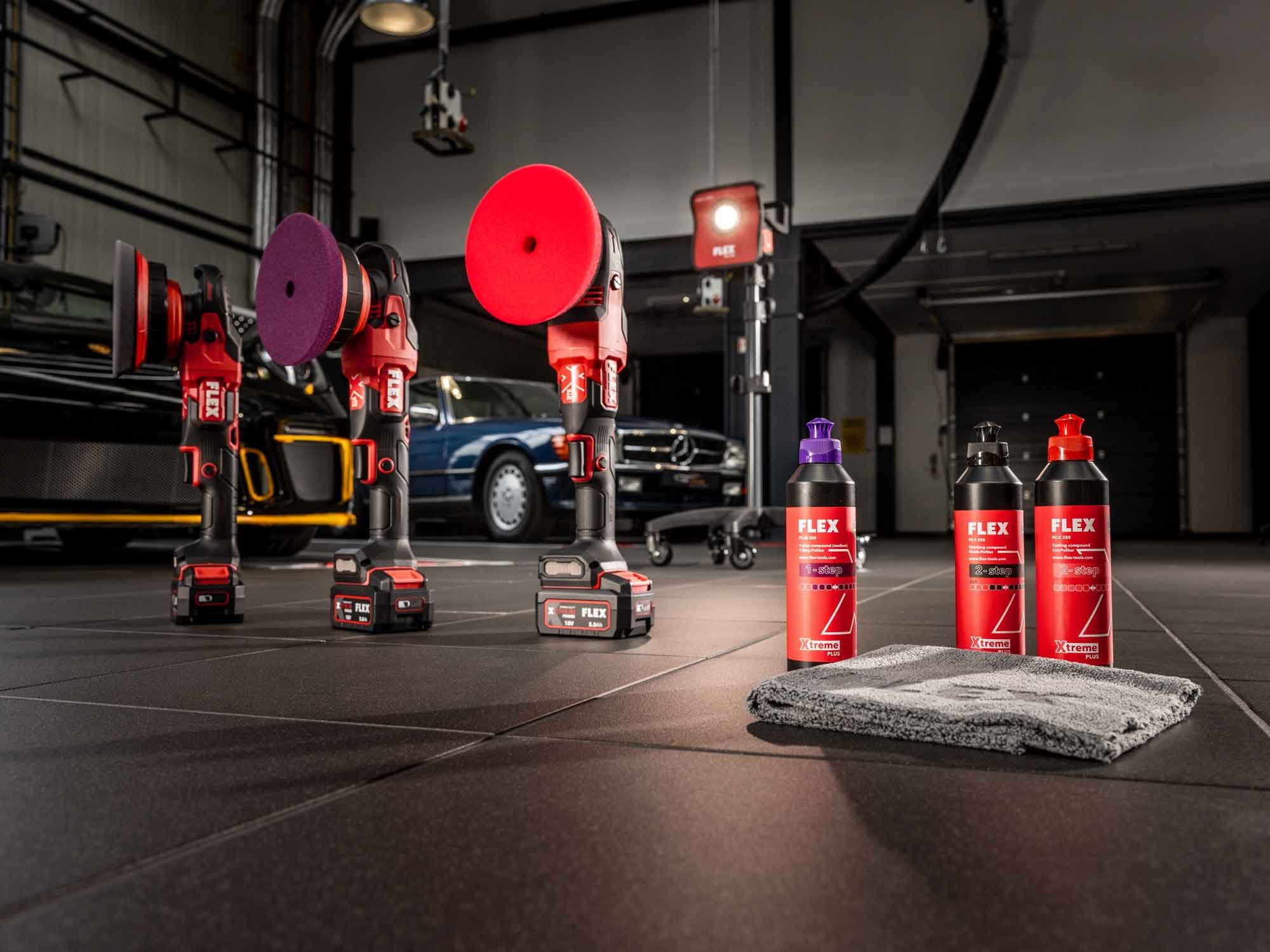 Σύστημα στίλβωσης FLEX που αποτελείται από στίλβωση χωρίς καλώδιο, μαξιλάρια και γυαλιστικά