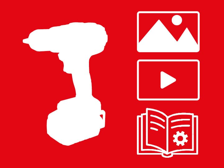 Tile with tool icon for FLEX product images, videos and manual